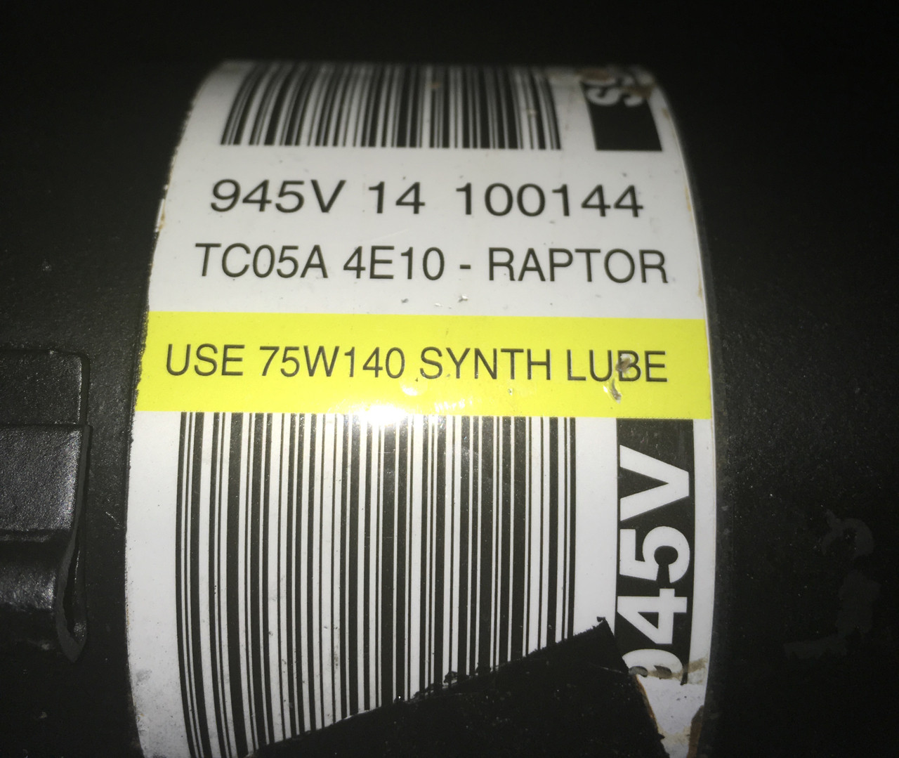 Original OEM part label for 2009-2014 Ford Raptor Rear Differential Complete Axle Assembly from National Differential in Colorado Springs
